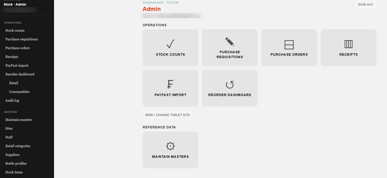 Admin dashboard for stock system